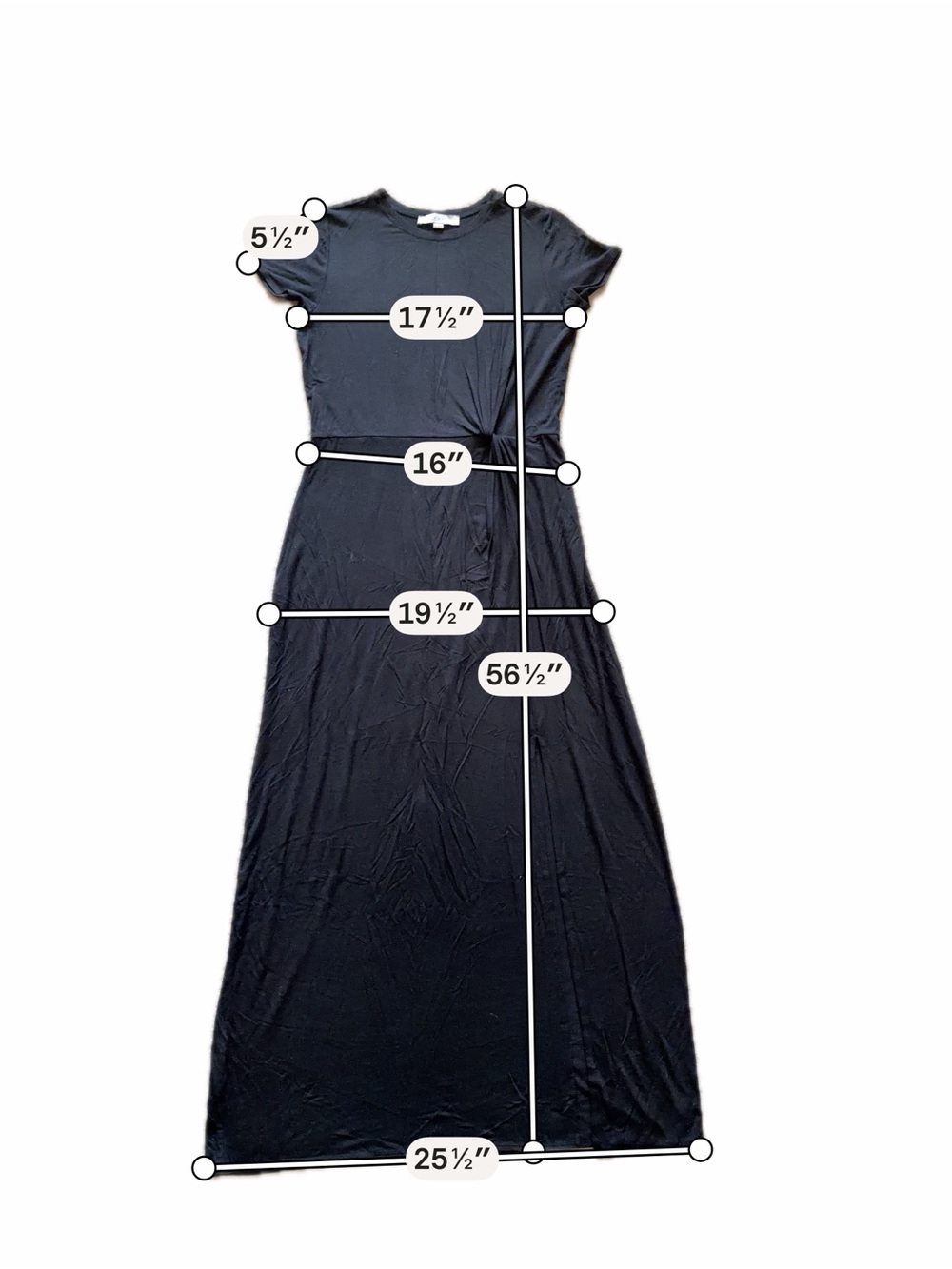 LOFT Black Short-Sleeve Maxi Dress